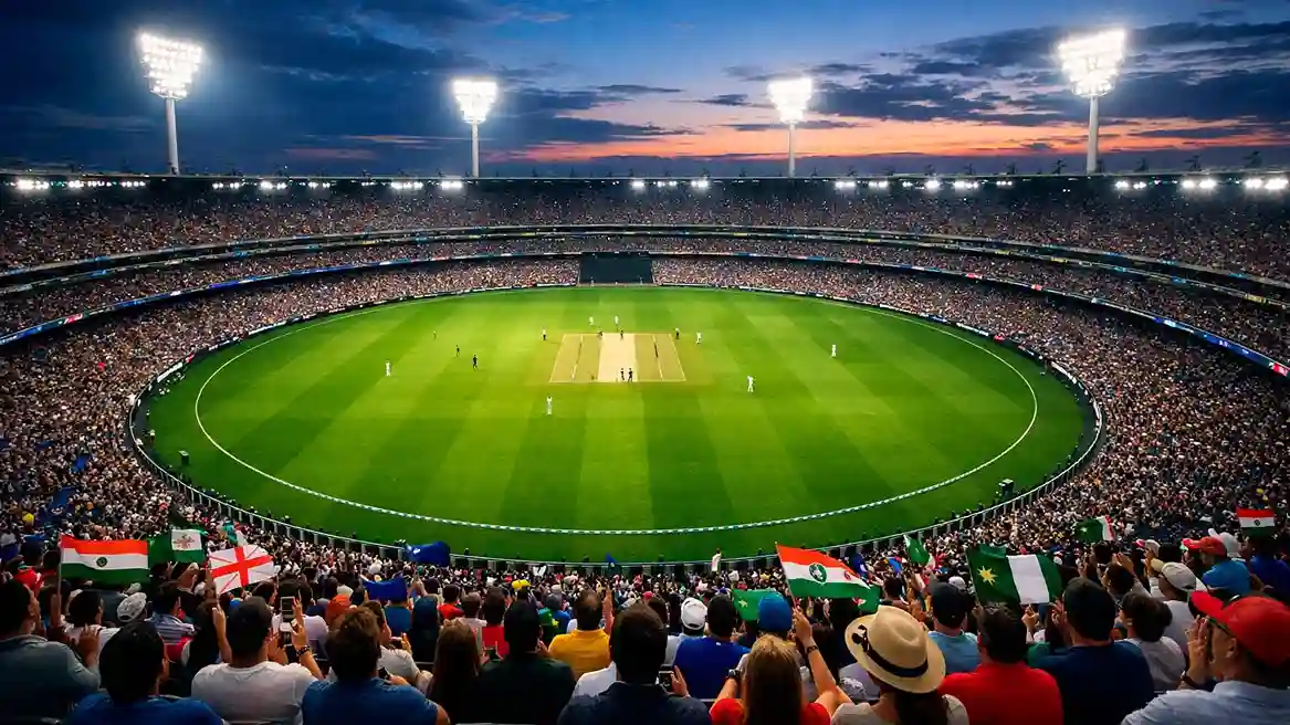 Vol cricketstadion tijdens een groot internationaal toernooi